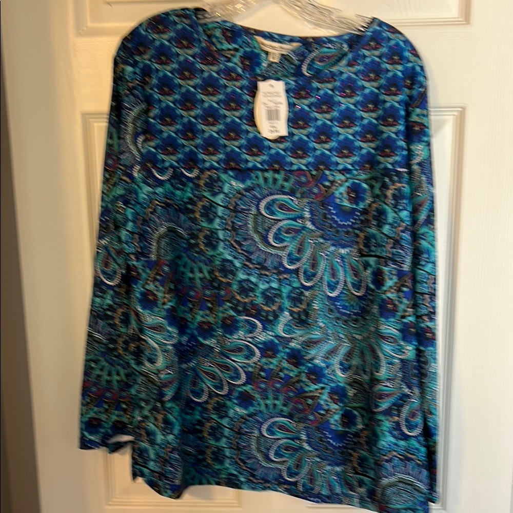 Blue and Green Paisley Blouse